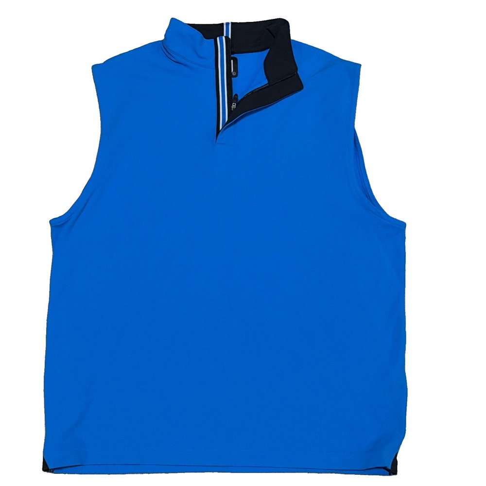 FootJoy FJ Golf Vest Mens Large Blue Quarter Zip Stretch Jersey Sleeveless